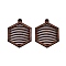 Natural Poplar Wood Pendants, Dyed, Pentagon, Saddle Brown, 43.5x34.5x2.5mm, Hole: 1.5mm