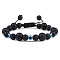 Round Natural Lava Rock Braided Beaded Bracelets, Adjustable Evil Eye Resin Bracelets for Women Men