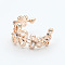 Alloy Cuff Earrings, Flower, with Rhinestone, Light Gold, 13mm