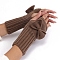 Acrylic Fibers Bowknot Knitting Fingerless Gloves, Arm Warmer, Winter Warm Gloves with Thumb Hole, Camel, 200x70mm