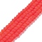 Transparent Glass Beads Strands, Faceted, Frosted, Rondelle, Tomato, 4mm, Hole: 1mm, about 113~115pcs/strand, 41~41.5cm