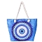 Canvas Pouches, with Handle, Shoulder Bags for Shopping, Rectangle with Evil Eyes Pattern, Deep Sky Blue, 35x34cm