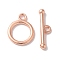 Rack Plating Brass Toggle Clasps, Long-lasting Plated, Lead Free & Cadmium Free, Rose Gold, Ring: 18x14x2mm, Hole: 2.5mm, Bar: 22x6.5x3.5mm, Hole: 2mm