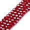 Electroplate Glass Beads Strands, Opaque Solid Color, AB Color Plated, Faceted, Rondelle, Crimson, 6x5mm, Hole: 1mm, about 84~85pcs/strand, 41.5~42cm