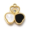 Acrylic Pendants, with Ion Plating(IP) 304 Stainless Steel Rhinestone Findings, Heart Clover Charm, Golden, 15x15.5x2.5mm, Hole: 1.4mm