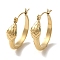 PVD Vacuum Plating 304 Stainless Steel Hoop Earrings, with Rhinestone, Snake, Golden, 26x7mm