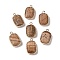 Natural Picture Jasper Faceted Pendants, Golden Tone Brass Rectangle Charms, 19x11.5x4mm, Hole: 1.6mm