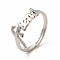 Non-Tarnish 304 Stainless Steel Word Friend Adjustable Ring for Women, Stainless Steel Color, US Size 6(16.5mm)