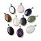 Natural & Synthetic Mixed Gemstone Pendants, Oval Charms with Platinum Plated Metal Findings, 39.5x26x6mm, Hole: 7.6x4mm