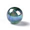 UV Plating Rainbow Iridescent Acrylic Beads, with Glitter Powder, Round, Teal, 11.5mm, Hole: 2.5mm