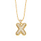 Brass Micro Pave Cubic Zirconia Pendant Necklaces, Golden, Letter X, 16.54 inch(42cm), Pendant: 24~30x13~22mm