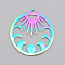 5Pcs Ion Plating(IP) 201 Stainless Steel Pendants, Laser Cut, Moon Phase Charms, Rainbow Color, 30x28x1mm, Hole: 1.4mm