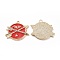 Alloy Enamel Pendants, with Rhinestone, Flat Round with Arrow Charm, Light Gold, 25.5x30x2.5mm, Hole: 1.8mm