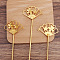 Iron Hair Stick Findings, with Alloy Findings, Fan, Golden, 145x43x16mm