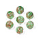 Handmade Gold Sand Lampwork Beads, Round, Pale Green, 9~10x9~10mm, Hole: 1.5mm