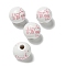 Printed Wood European Beads, Round with Word Pattern, Light Coral, 15.5~16mm, Hole: 4~4.5mm