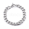 304 Stainless Steel Curb Chains Bracelets & Dangle Huggie Hoop Earrings Sets SJEW-JS01176-4