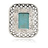 Antique Silver Tone Alloy Synthetic Turquoise Cabochons PALLOY-J476-01AS-2
