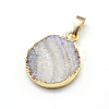 Natural Drusy Agate Flat Round Pendants G-P089-45-2