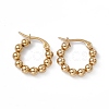 201 Stainless Steel Round Beaded Hoop Earrings with 304 Stainless Steel Pins for Women EJEW-B016-01B-G-1