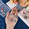 Gorgecraft 4Pcs 4 Style Teachers' Day Flat Round & Heart with Word Keychain KEYC-GF0001-10-3