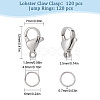 SUNNYCLUE 120Pcs 304 Stainless Steel Lobster Claw Clasps with 120Pcs Open Jump Rings STAS-SC0004-89-2