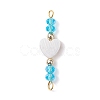 Natural Freshwater Shell Heart Connector Charms PALLOY-JF02512-3