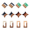 Cheriswelry 12Pcs 6 Styles Transparent Resin & Walnut Wood Pendants RESI-CW0001-14-10