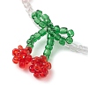 Glass Seed Beaded Cherry Charm Bracelets BJEW-JB10117-3