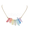 Dyed Colorful Natural Quartz Crystal Bullet Pendant Necklaces NJEW-JN04622-4