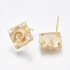 Brass Cubic Zirconia Stud Earring Findings X-KK-S350-410-2