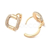 Square Cubic Zirconia Hoop Earrings EJEW-P292-09G-2