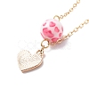 Alloy Enamel Heart with Resin Beaded Pendant Necklace Dangle Earrings SJEW-JS01249-4