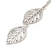 Simple Hollow Leaf Alloy Lariat Necklaces NJEW-N0052-002A-4