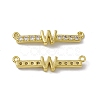 Rack Plating Brass Micro Pave Clear Cubic Zirconia Connector Charms KK-C007-37G-W-2