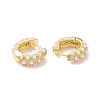 Plastic Imitation Pearl Beaded Hoop Earrings with Crystal Rinestone EJEW-F306-03G-2