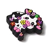 Dairy Cattle Cow Calf with Various Colors Small Flowers Silicone Focal Beads SIL-M006-03B-2