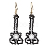 Glass Seed Bead Guitar Dangle Earrings EJEW-MZ00274-1