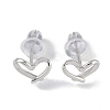 Anti-Tarnish Heart Rhodium Plated 999 Sterling Silver Stud Earrings for Women EJEW-S215-18P-1