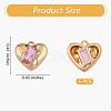 5 Pieces Heart Brass Charm with Pink Cubic Zirconia Valentine's Day Pendant Love Charm Pendant for Jewelry Earring Making Crafts JX384A-2