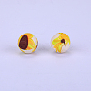 Printed Round with Sunflower Pattern Silicone Focal Beads SI-JX0056A-203-1