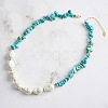 Natural Turquoise Chip & Nuggets Shell Pearl Beaded Necklaces NJEW-L125-007G-4