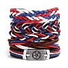 5Pcs 5 Styles Cowhide Braided Cord Bracelets Set PW-WGC2699-01-1