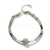 Natural Labradorite Round & Synthetic Non-magnetic Hematite & White Shell Beaded Bracelets for Women BJEW-K251-02E-2