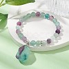 Natural Rainbow Fluorite & Synthetic Hematite Beaded Stretch Bracelet BJEW-JB09760-01-2