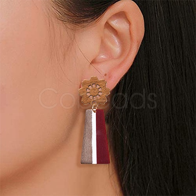 22Pcs 11 Styles Walnut Wood Stud Earring Findings MAK-CJ0001-17-1