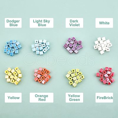 SUPERFINDINGS 120Pcs 8 Colors Handmade Porcelain Ceramic Beads PORC-FH0001-03-1