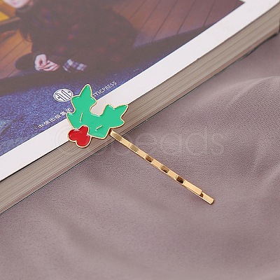 Christmas Theme Alloy Enamel Hair Bobby Pin AJEW-A056-04E-1