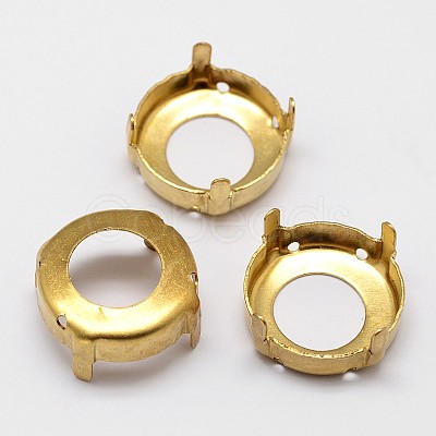 Flat Round Brass Sew on Prong Settings KK-N0084-A13-12mmG-1