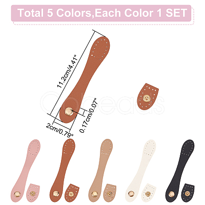 WADORN 5 Sets 5 Colors PU Leather Sew on Purse Clasps FIND-WR0008-18-1